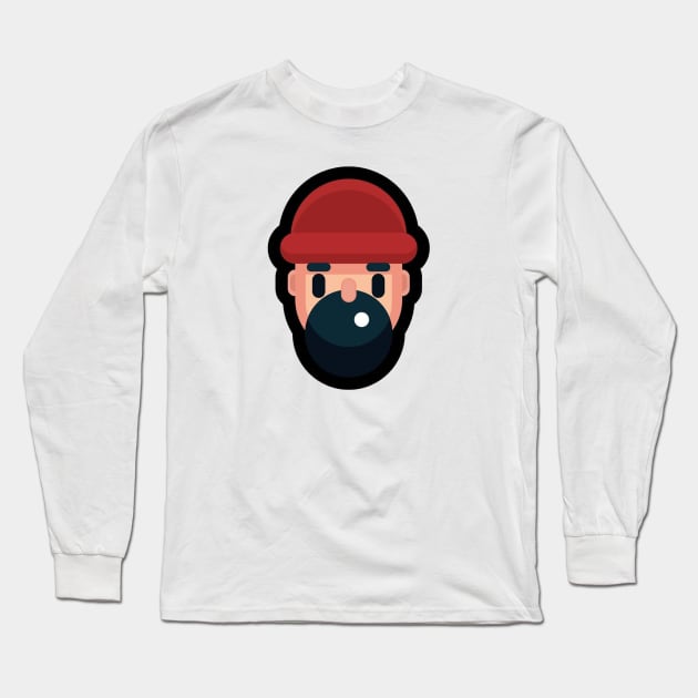 Bearded Man With A Hat Long Sleeve T-Shirt by drawflatart9